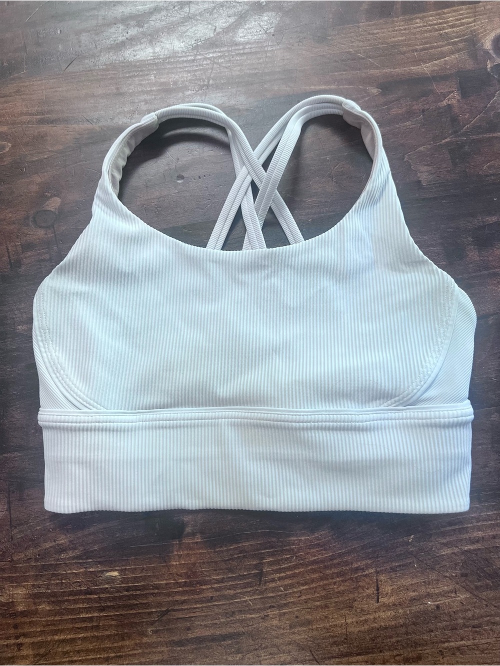 lululemon athletica Off White Ribbed Crossback Sports Bra